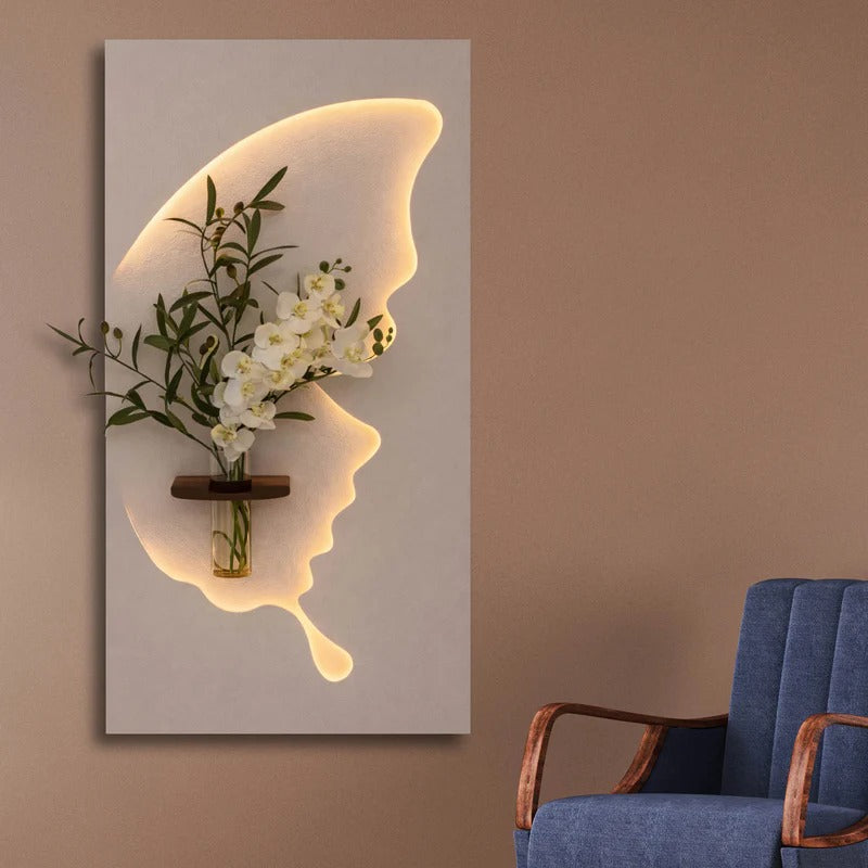 Designer Light Form Wall Art with Floral Insert