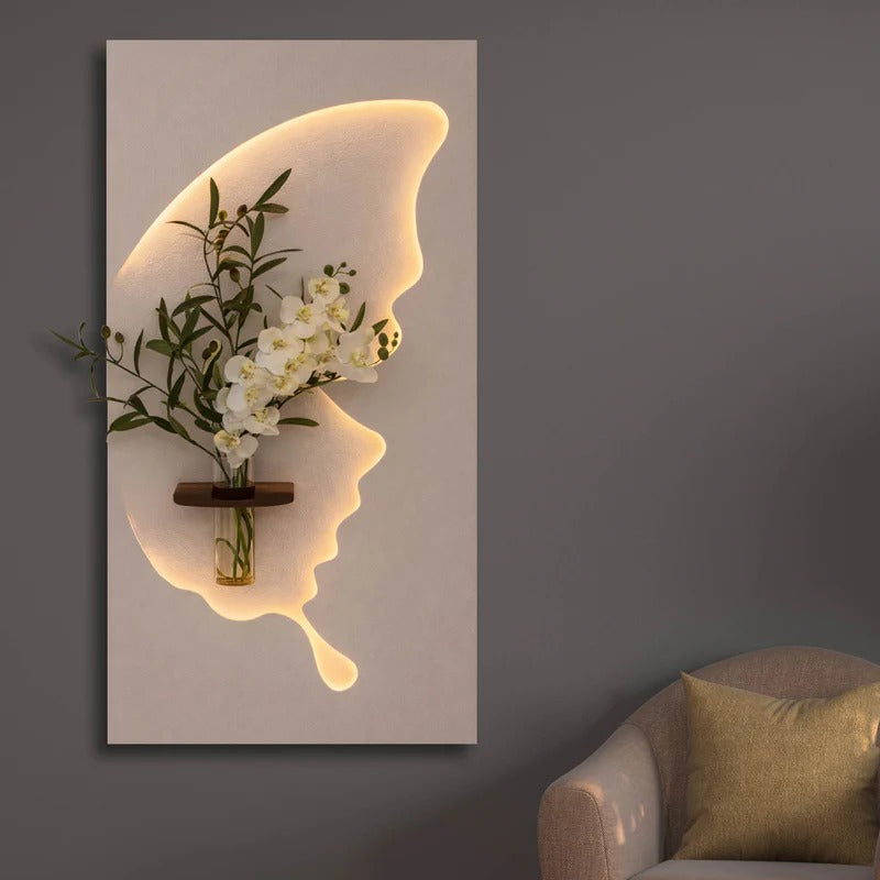 Designer Light Form Wall Art with Floral Insert
