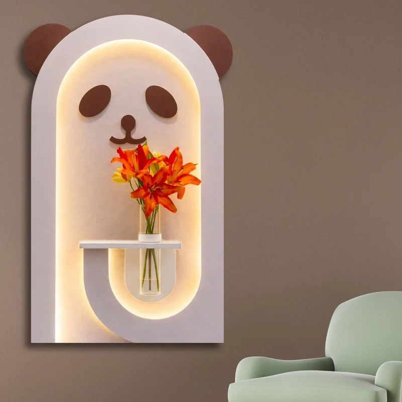 Panda Shaped LED Wall Decor for Kids Space