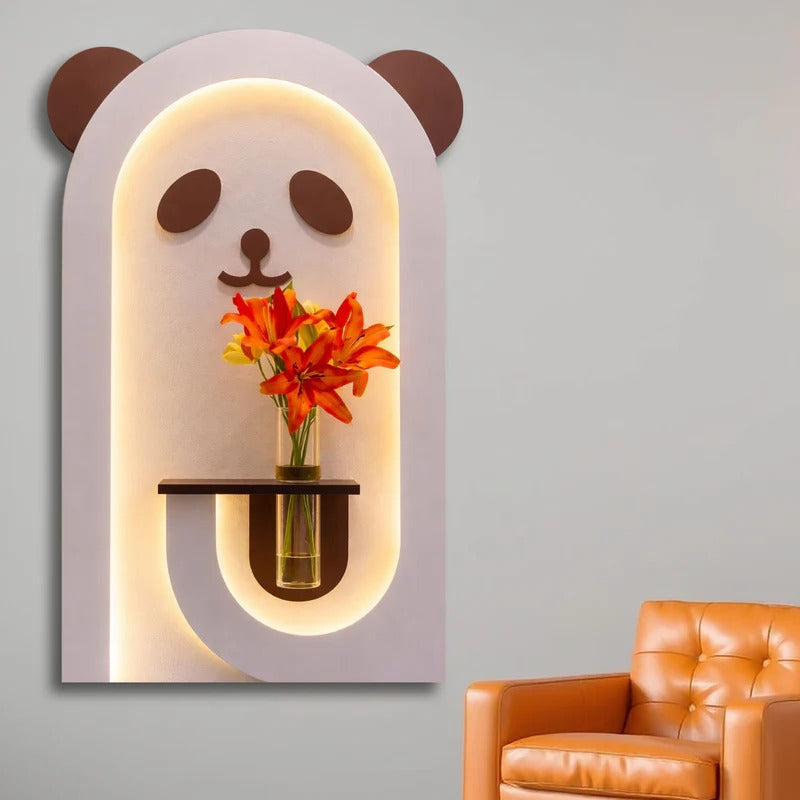 Panda Shaped LED Wall Decor for Kids Space