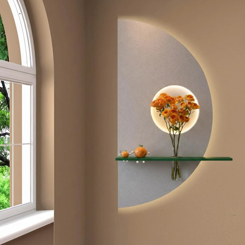 Modern Half Moon LED Wall Decor with Flower Stand