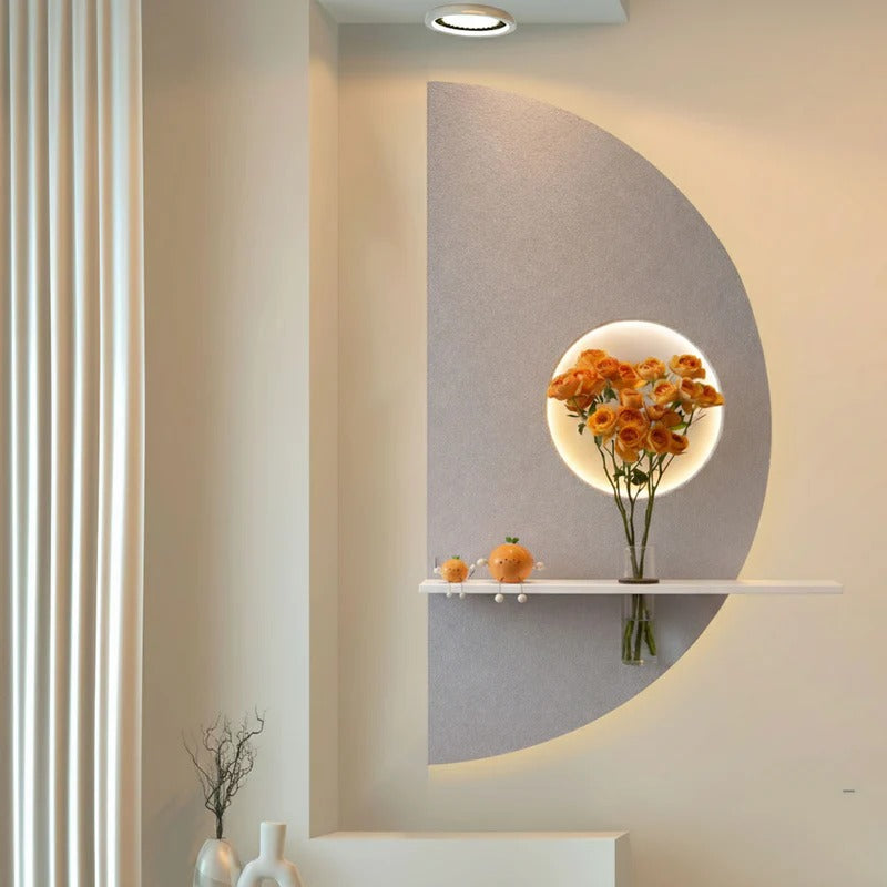 Modern Half Moon LED Wall Decor with Flower Stand