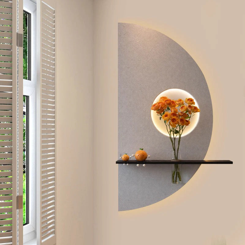 Modern Half Moon LED Wall Decor with Flower Stand
