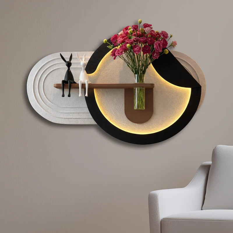 Premium LED Wall Decor with Floral Stand