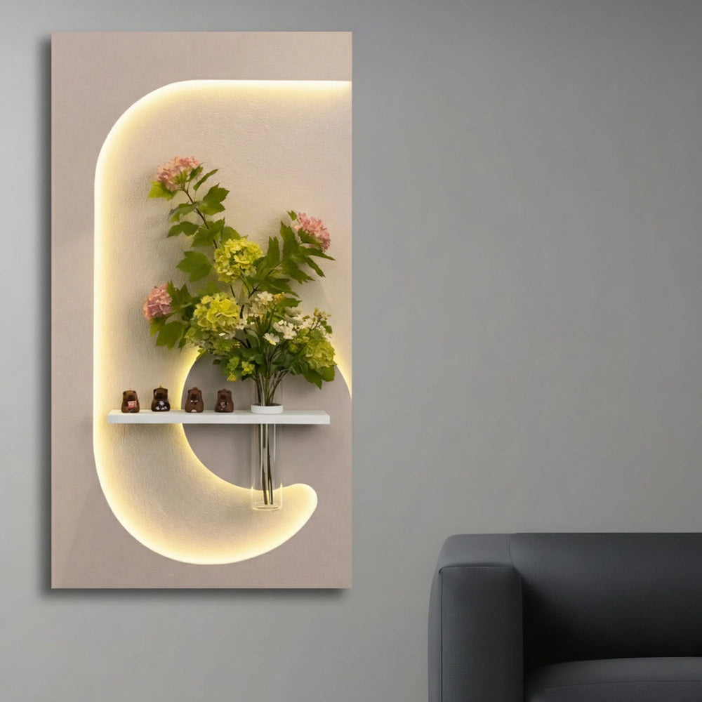 Contemporary LED Wall Art with Floral Showcase