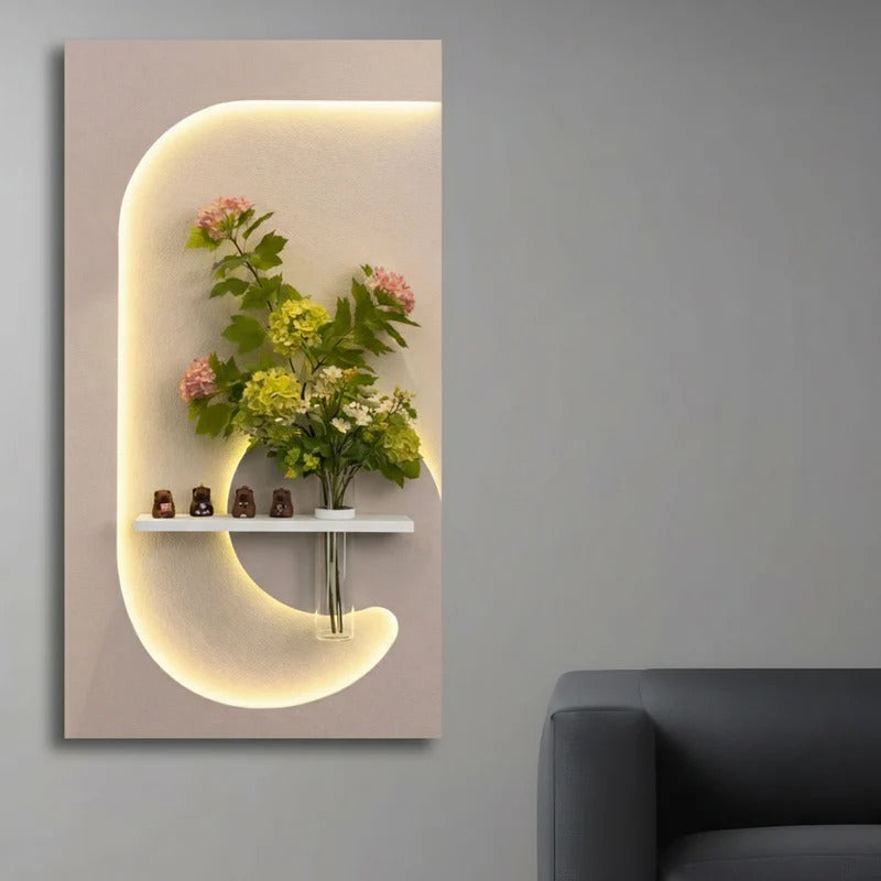 Contemporary LED Wall Art with Floral Showcase
