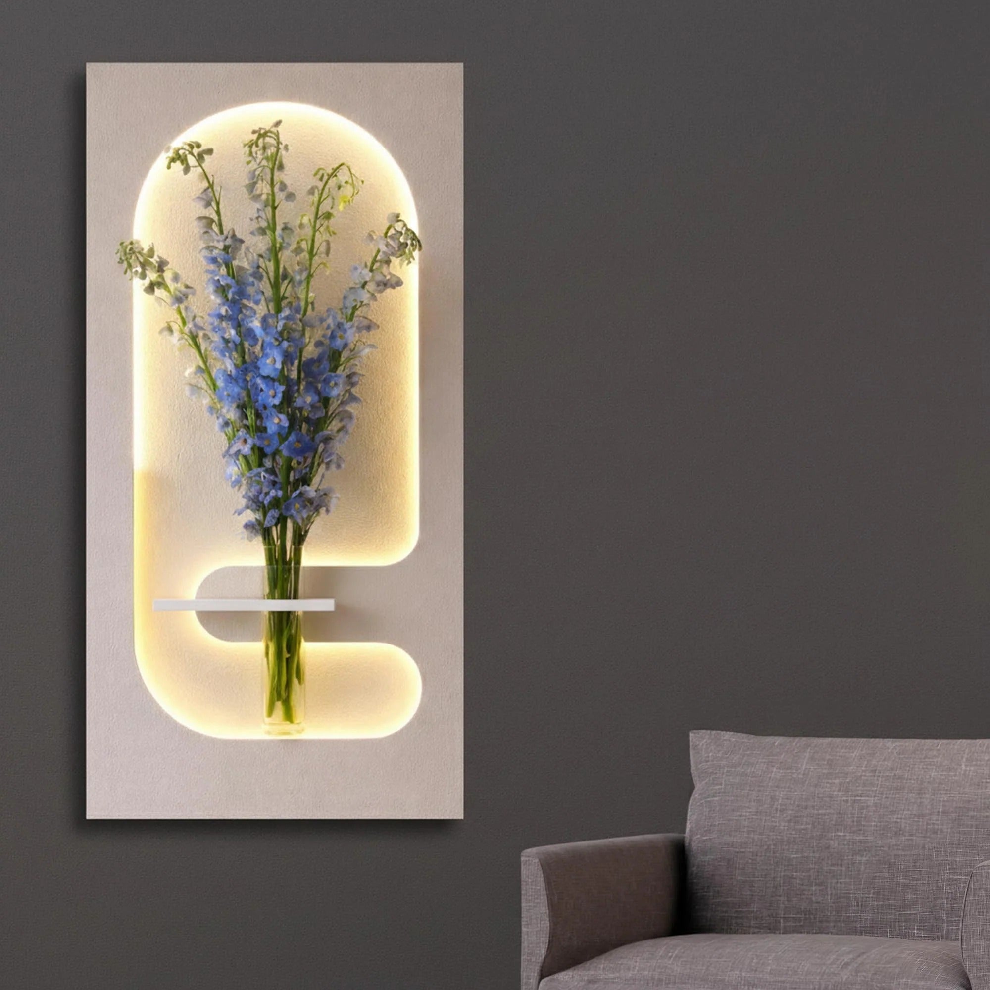 Elegant LED Wall Panel with Floral Holder