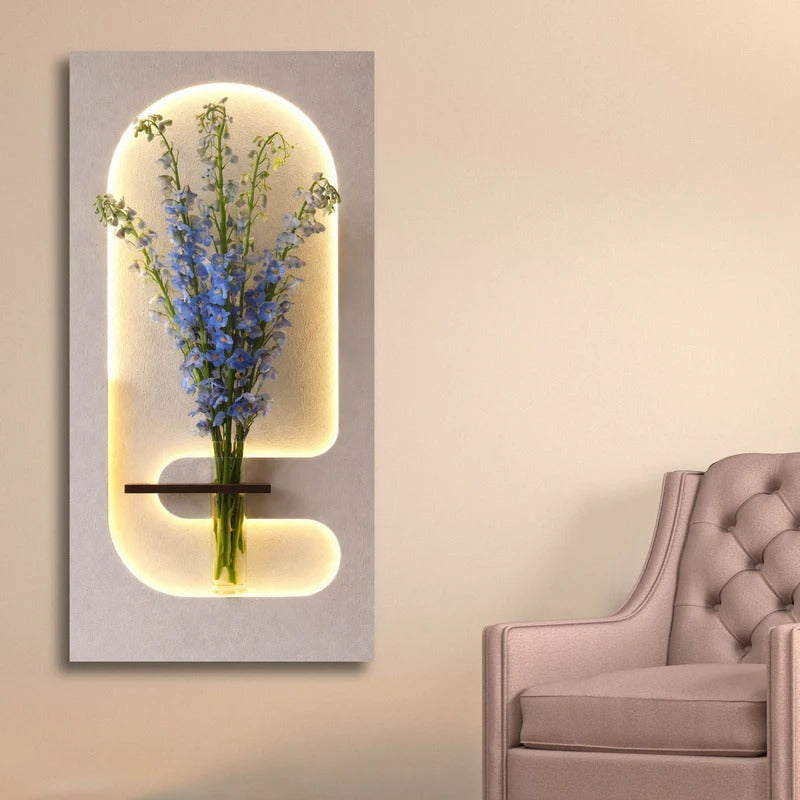 Elegant LED Wall Panel with Floral Holder