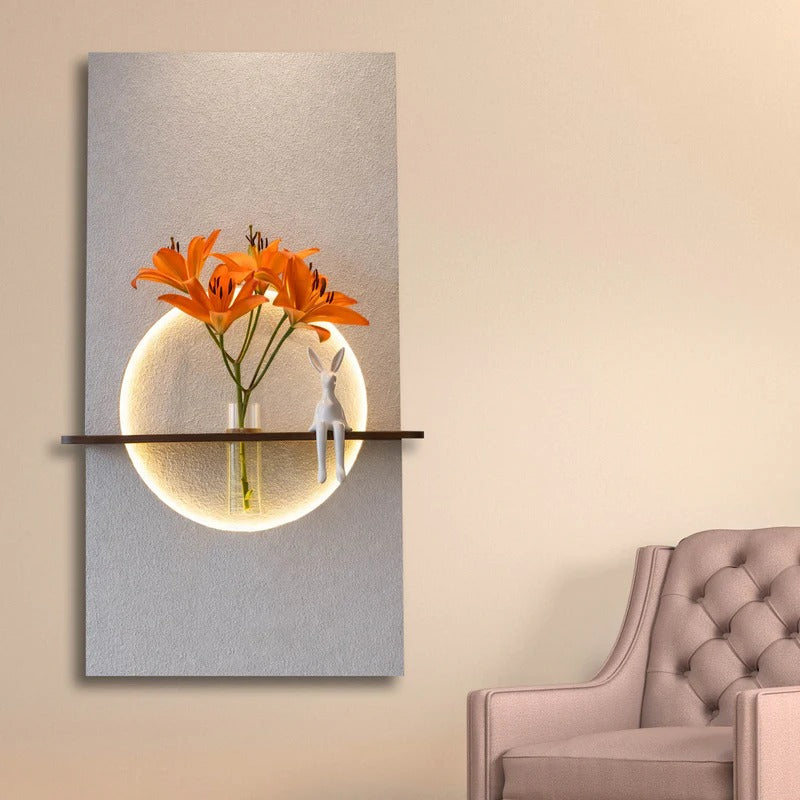 Designer Round LED Wall Decor with Display