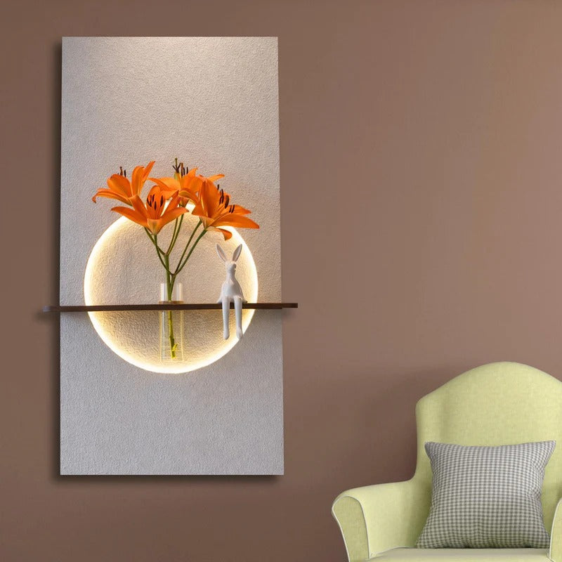 Designer Round LED Wall Decor with Display