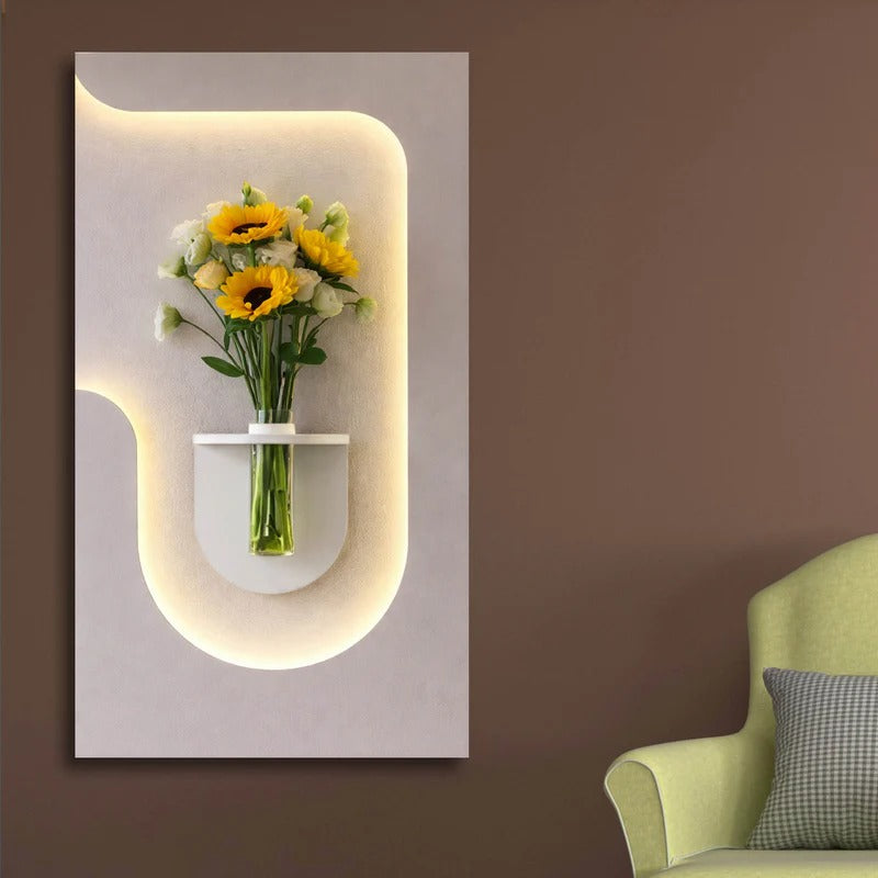 Stylish LED Accent Wall with Floating Planter
