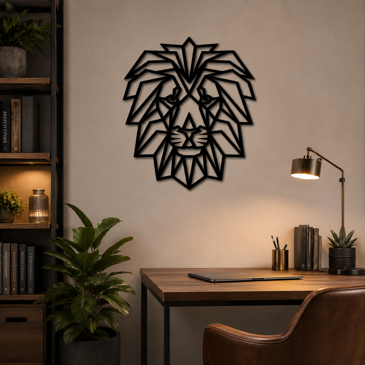 Stylish Lion Face Metal Wall Art Modern Decor