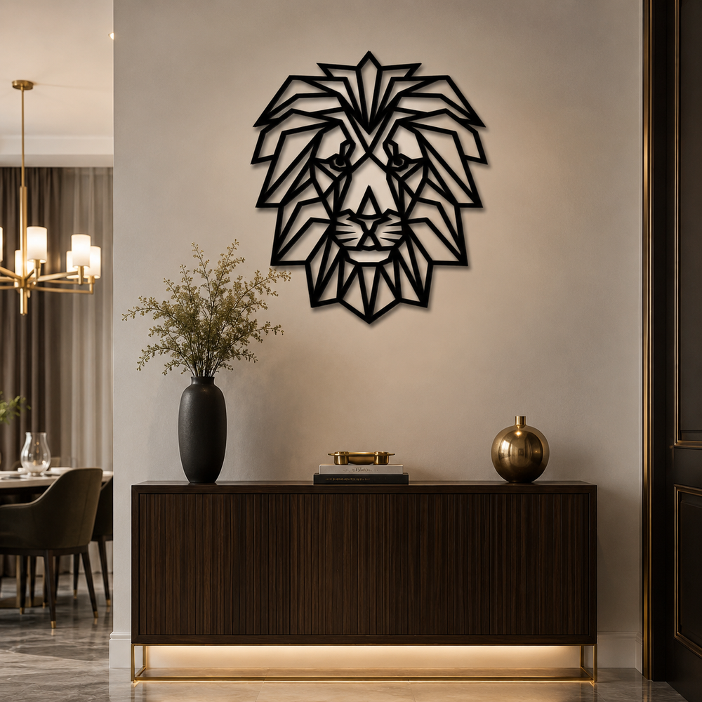 Stylish Lion Face Metal Wall Art Modern Decor