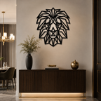 Stylish Lion Face Metal Wall Art Modern Decor