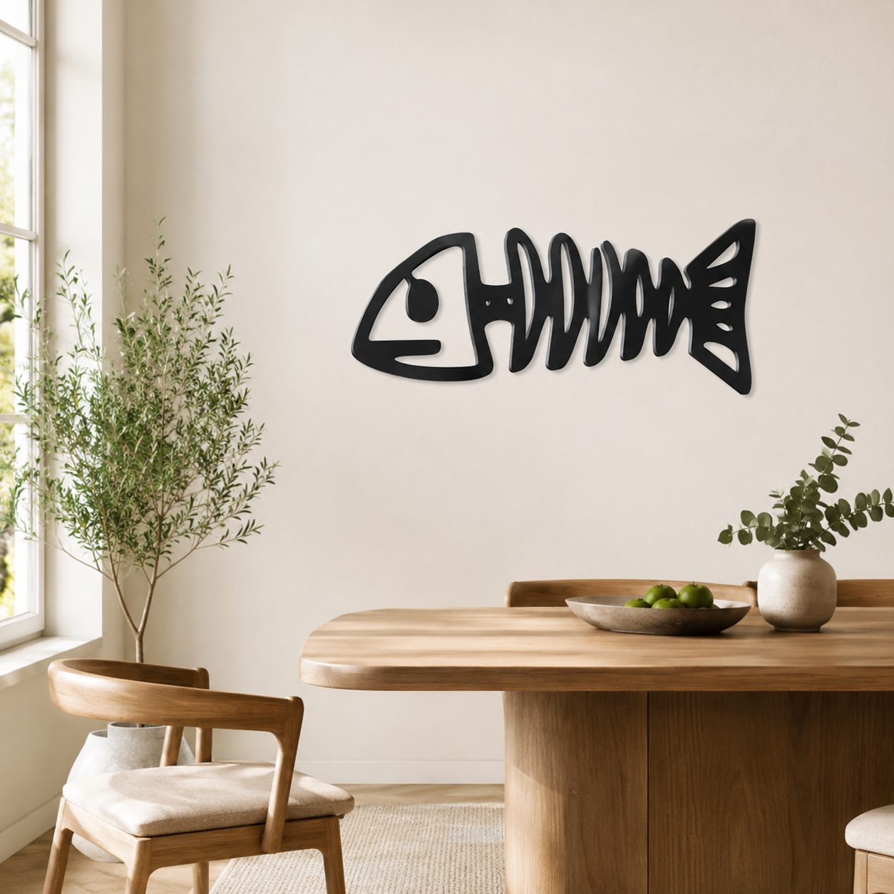 Fish Skeleton Metal Wall Art Modern Decor Artwork