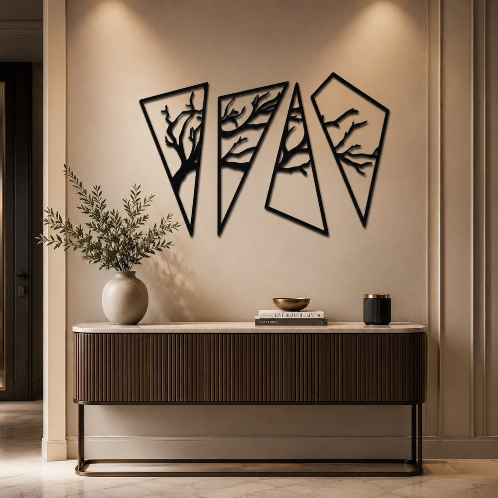 Geometric Tree of Life Metal Wall Art Modern Decor Artwork