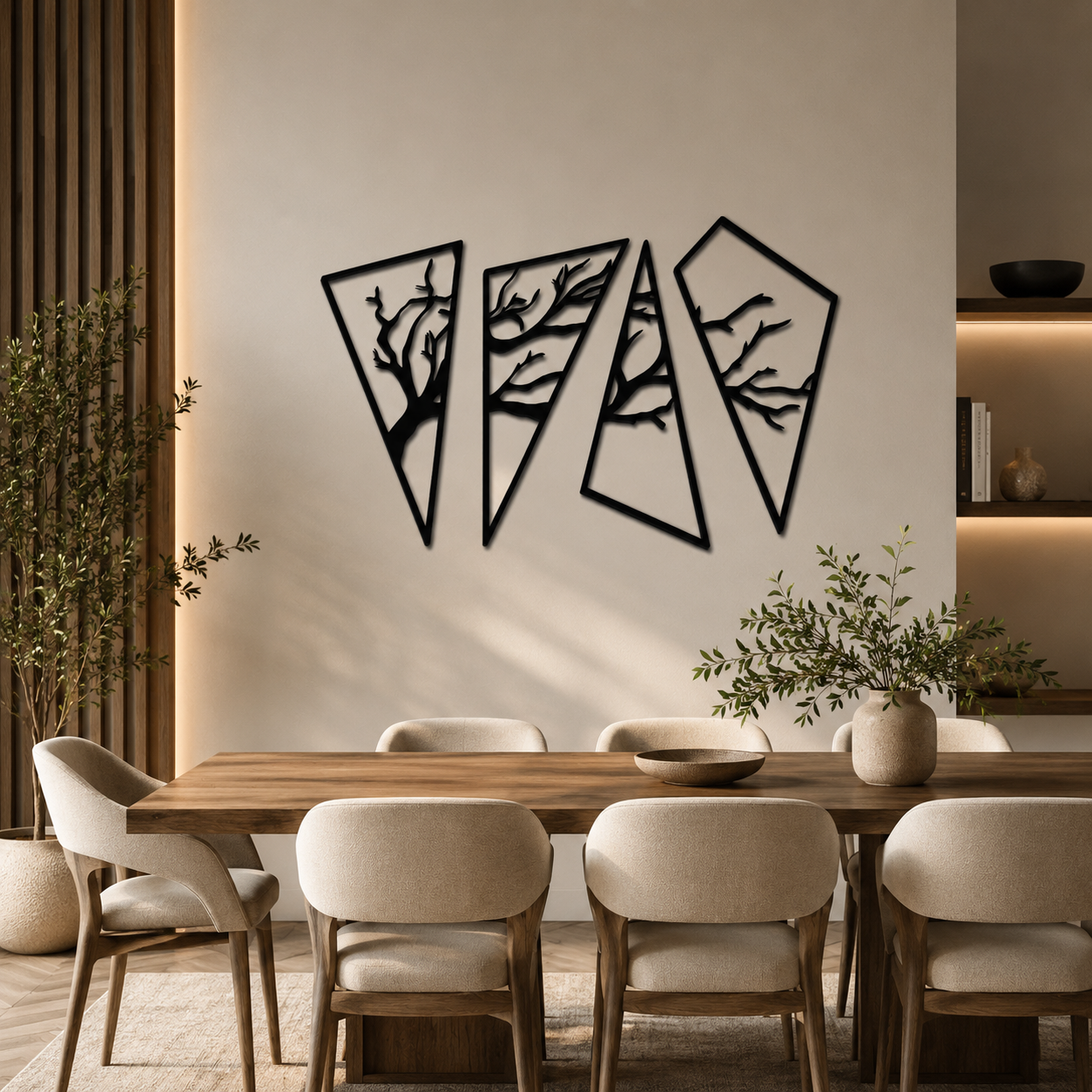 Geometric Tree of Life Metal Wall Art Modern Decor Artwork