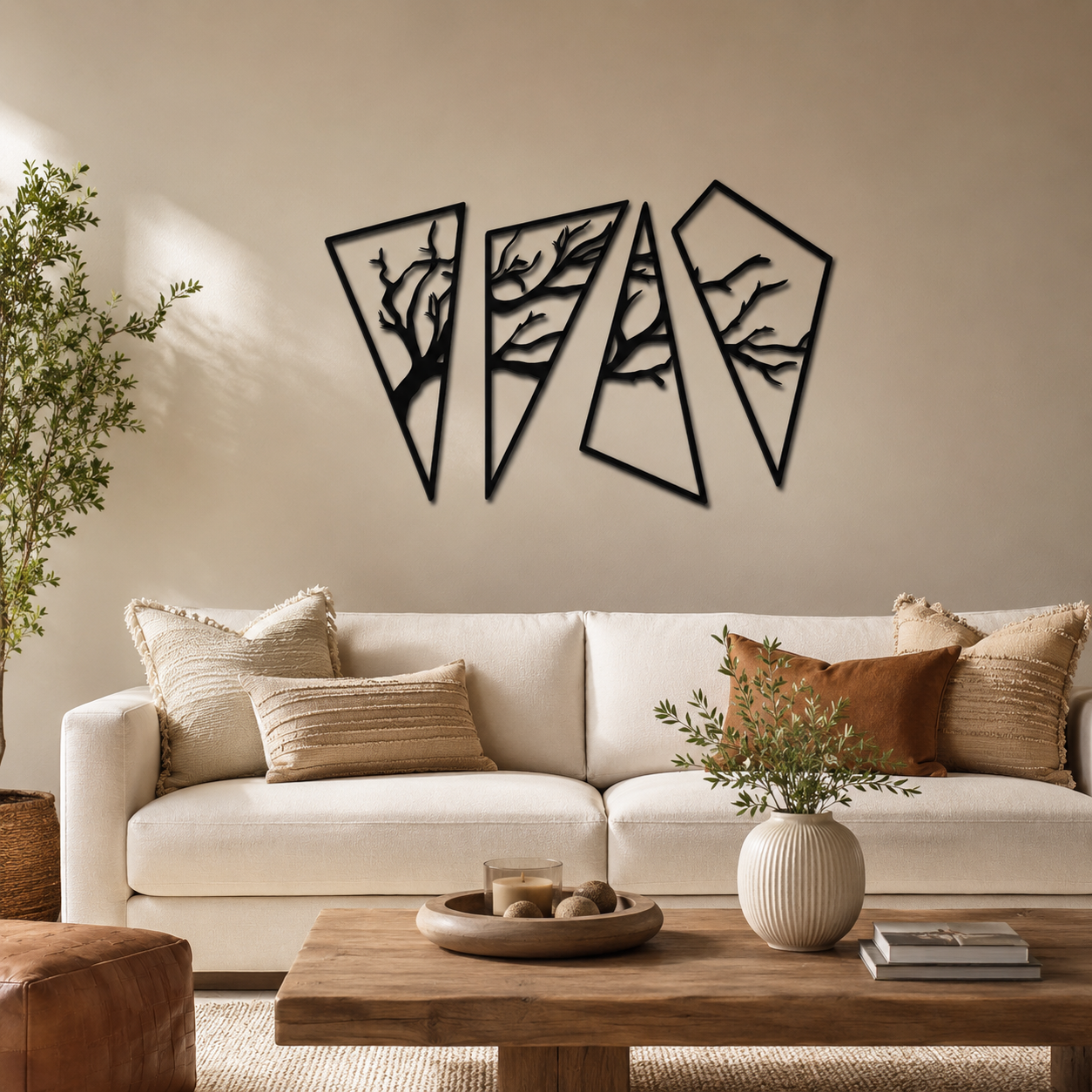 Geometric Tree of Life Metal Wall Art Modern Decor Artwork