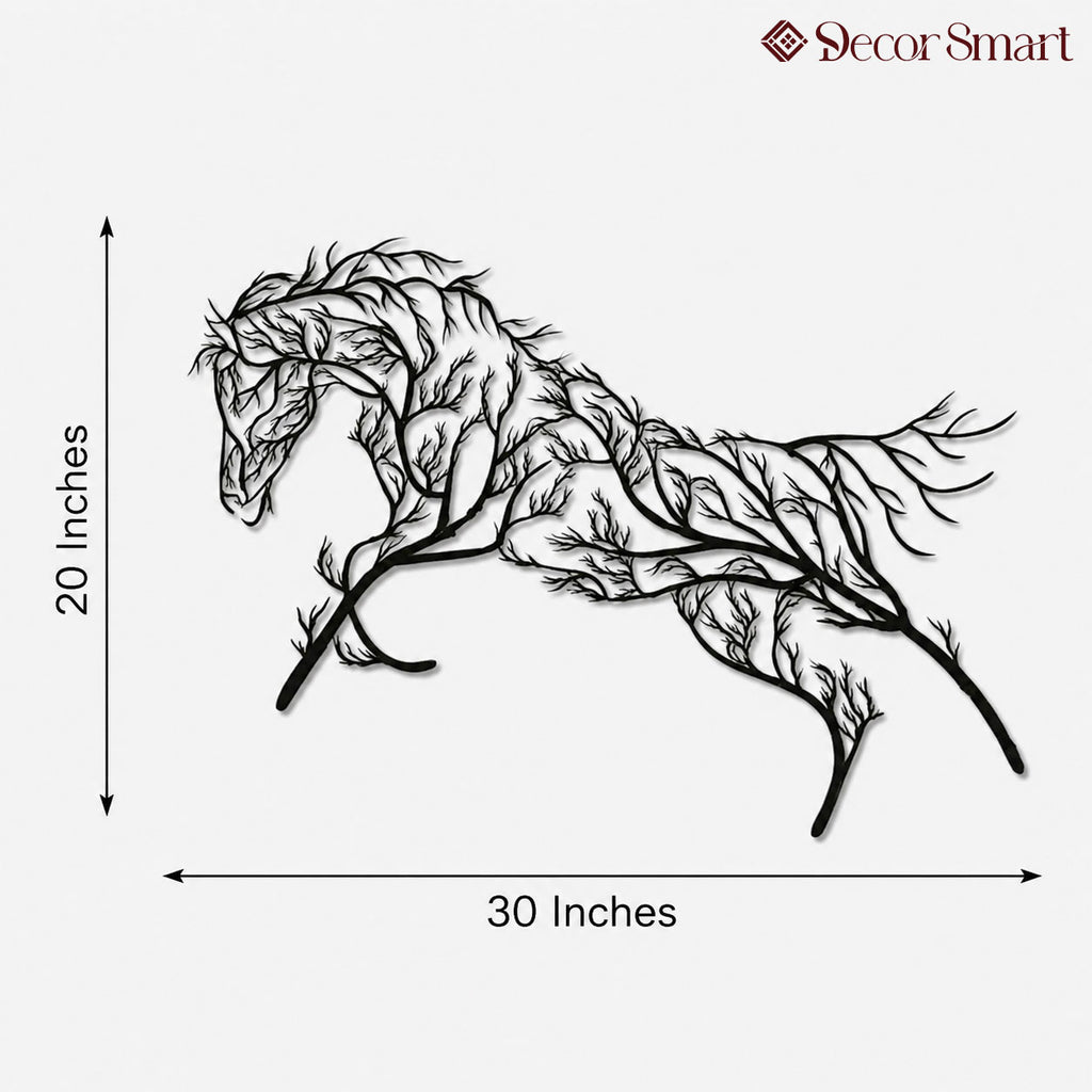 Beautiful Geometric Horse and Tree Metal Wall Art Decor