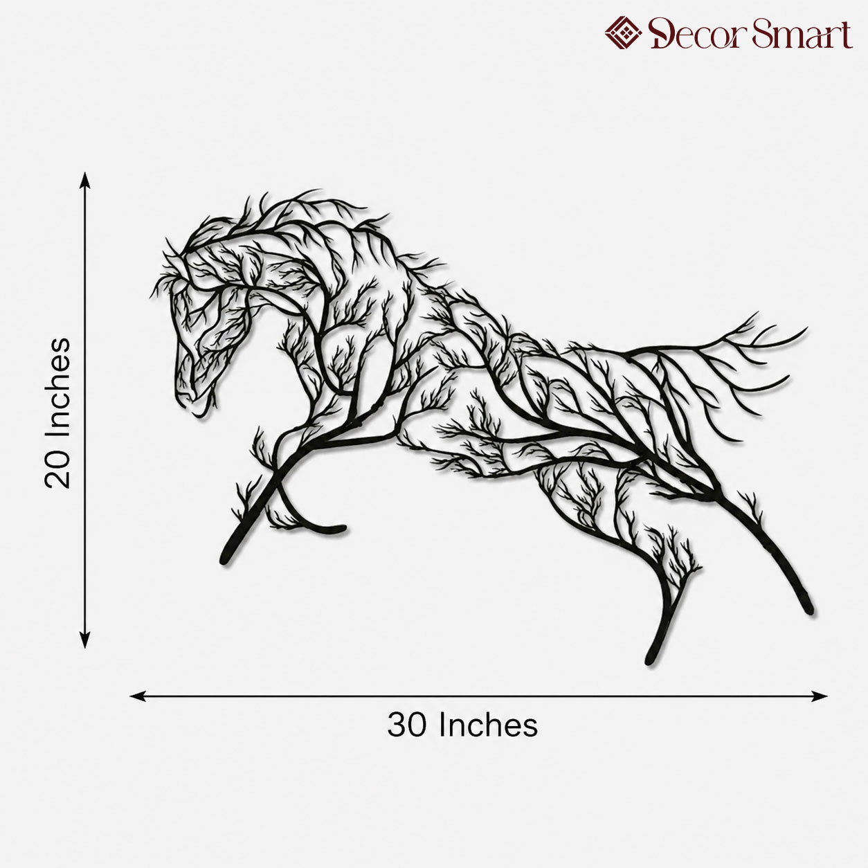 Beautiful Geometric Horse and Tree Metal Wall Art Decor