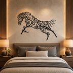 Beautiful Geometric Horse and Tree Metal Wall Art Decor