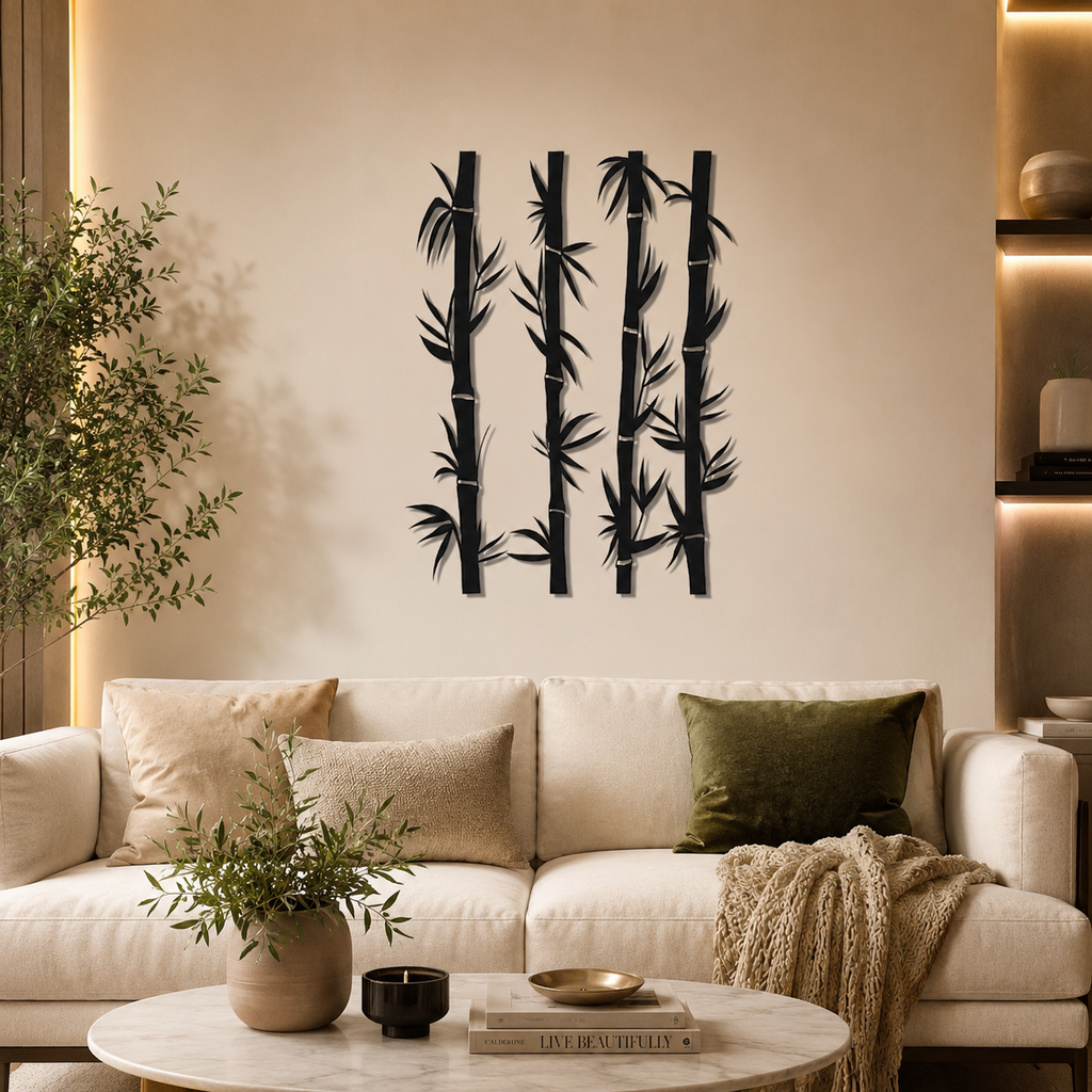 Bamboo Sticks Wall Hanging Metal Artwork Art Decor