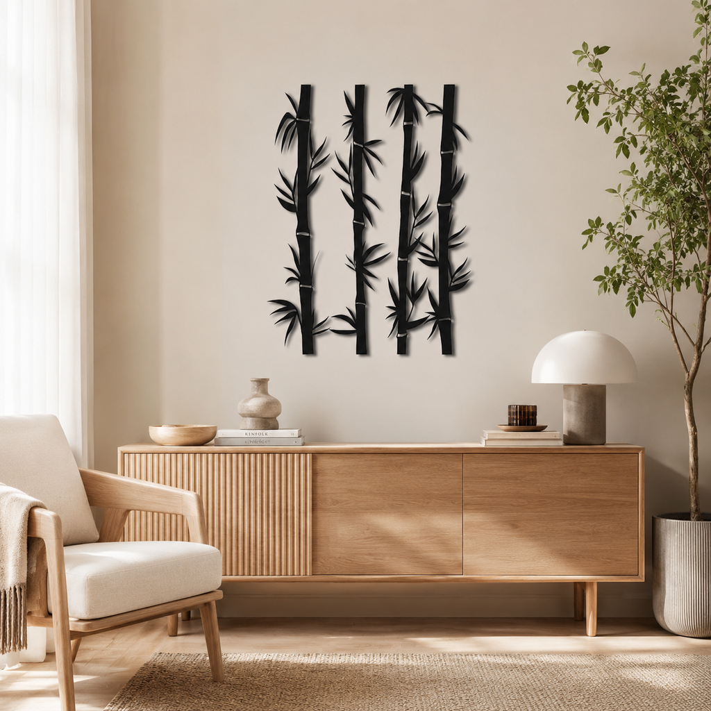 Bamboo Sticks Wall Hanging Metal Artwork Art Decor
