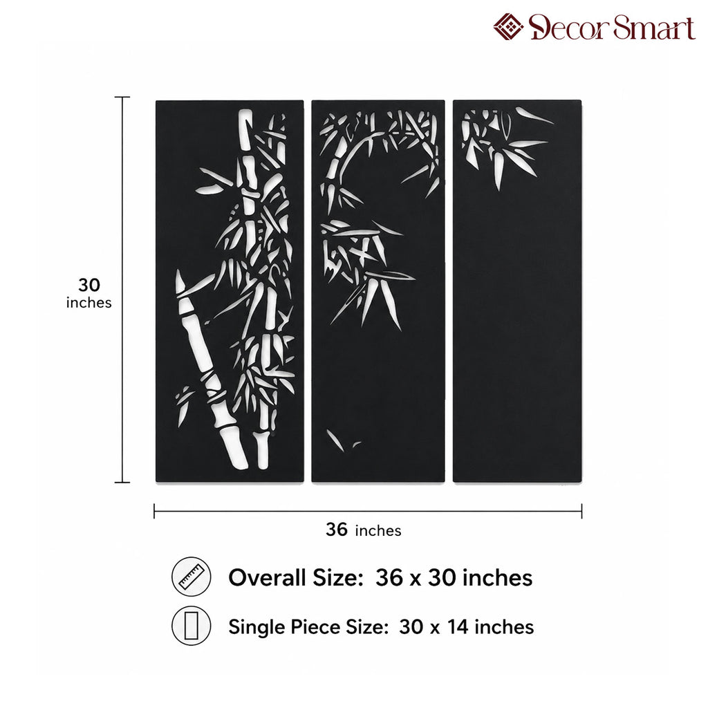 Beautiful Bamboo Tree in Panels Design Metal Art Decor