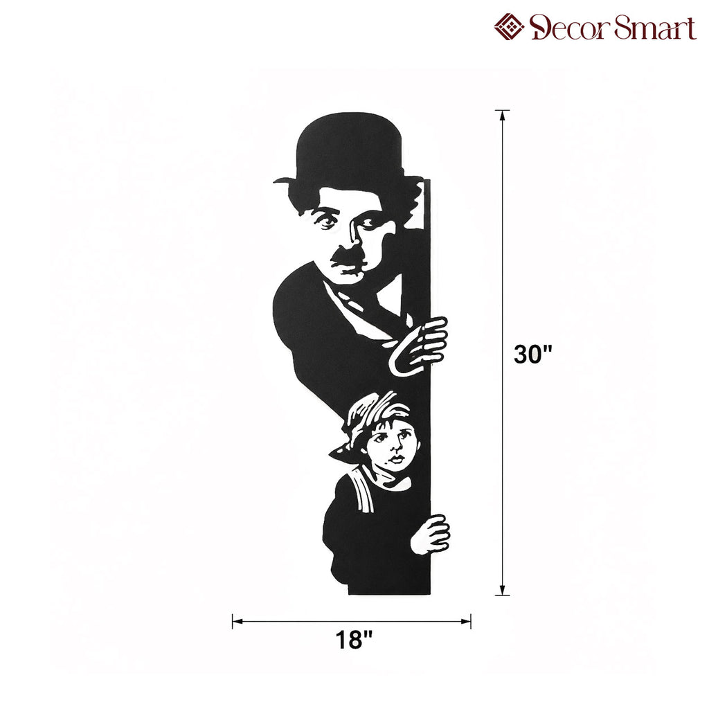Charlie Chaplin & The Kid Silhouette Metal Art Wall Decor