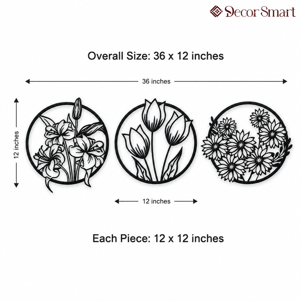 Circular Flora Collection Silhouette Metal Art Wall Decor