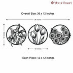 Circular Flora Collection Silhouette Metal Art Wall Decor