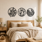 Circular Flora Collection Silhouette Metal Art Wall Decor