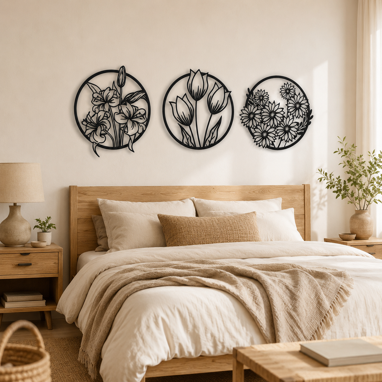 Circular Flora Collection Silhouette Metal Art Wall Decor
