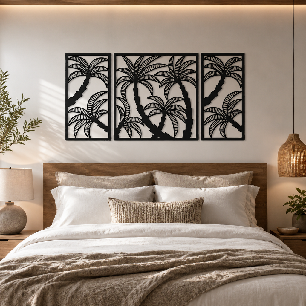 Coconut Tree Design Silhouette Metal Art Wall Decor
