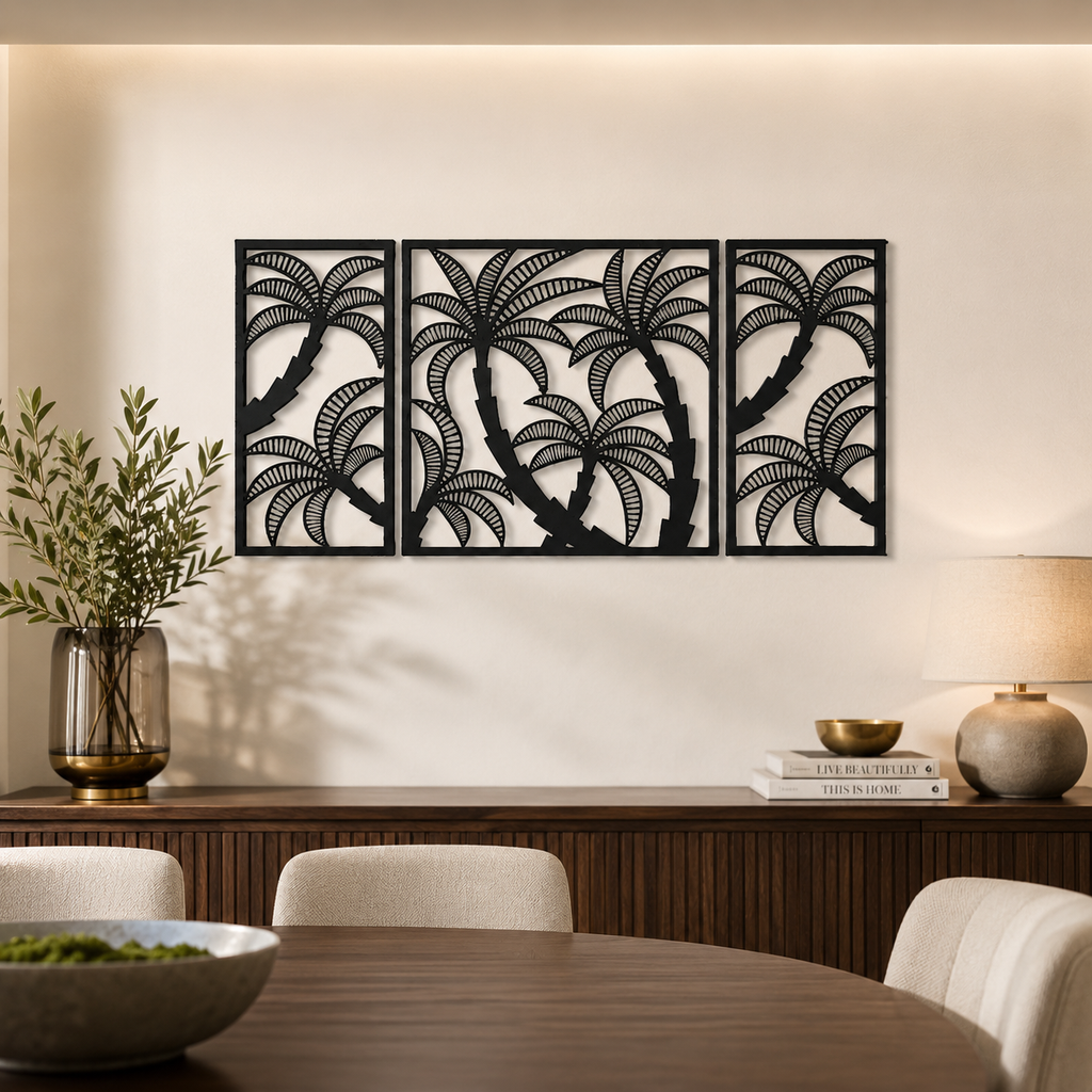 Coconut Tree Design Silhouette Metal Art Wall Decor