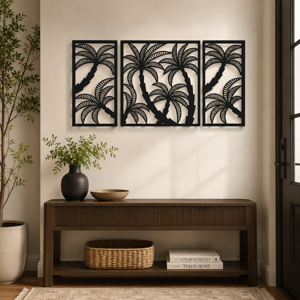 Coconut Tree Design Silhouette Metal Art Wall Decor