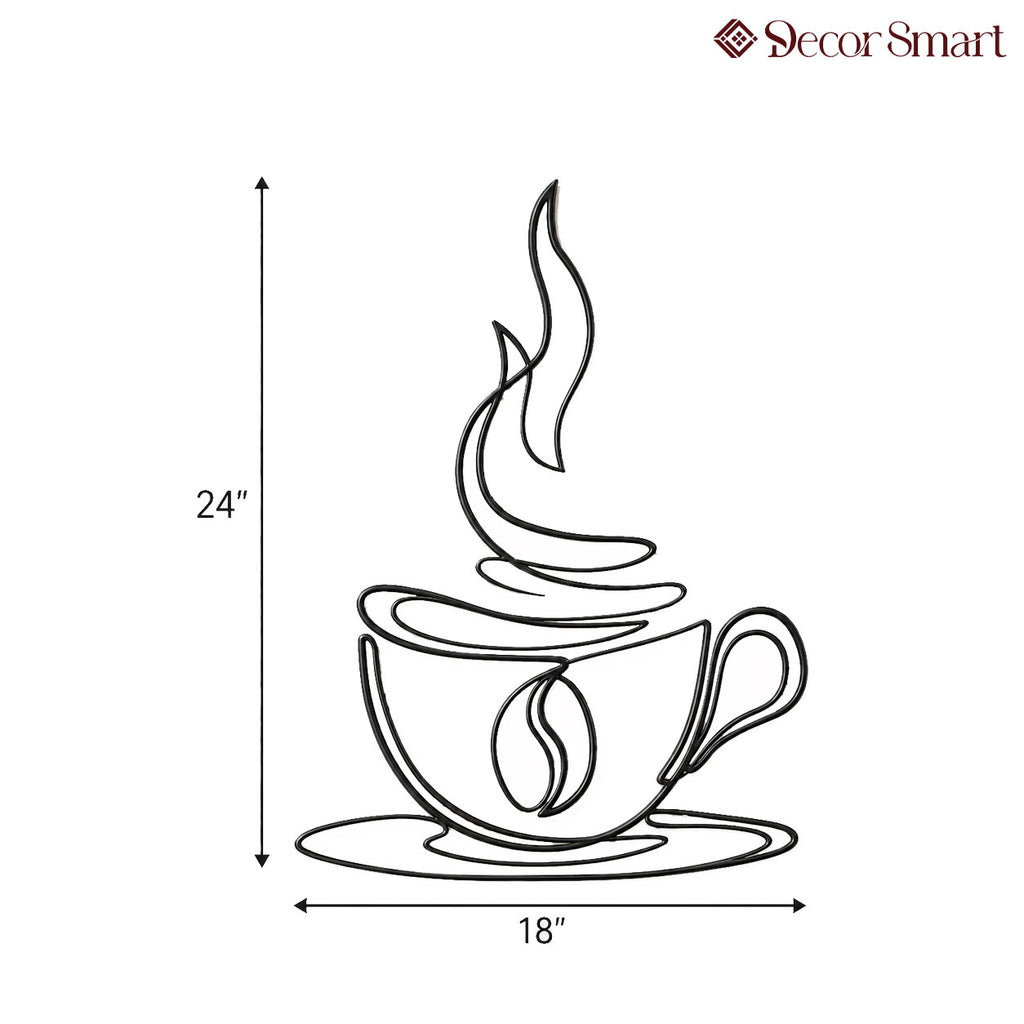 Coffee Cup Line Art Desined Metal Art Wall Decor
