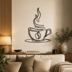 Coffee Cup Line Art Desined Metal Art Wall Decor
