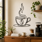 Coffee Cup Line Art Desined Metal Art Wall Decor