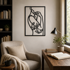 Women With Flower Line Metal Artwork Wall Decor