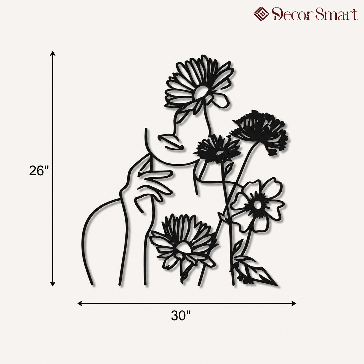 Flower Women Minimalist Line Metal Art Wall Decor