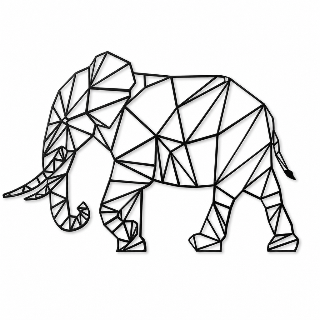 Minimalist Abstract Elephant Design Metal Art Decor