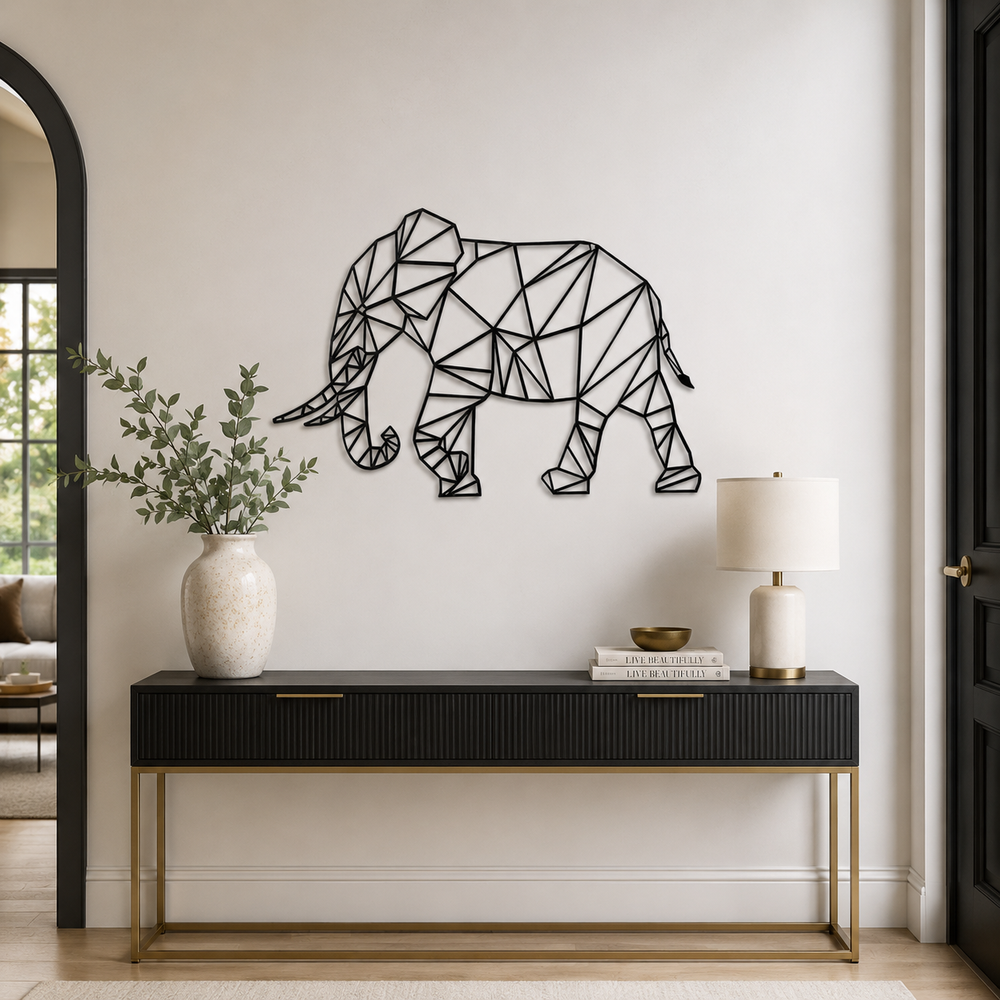 Minimalist Abstract Elephant Design Metal Art Decor