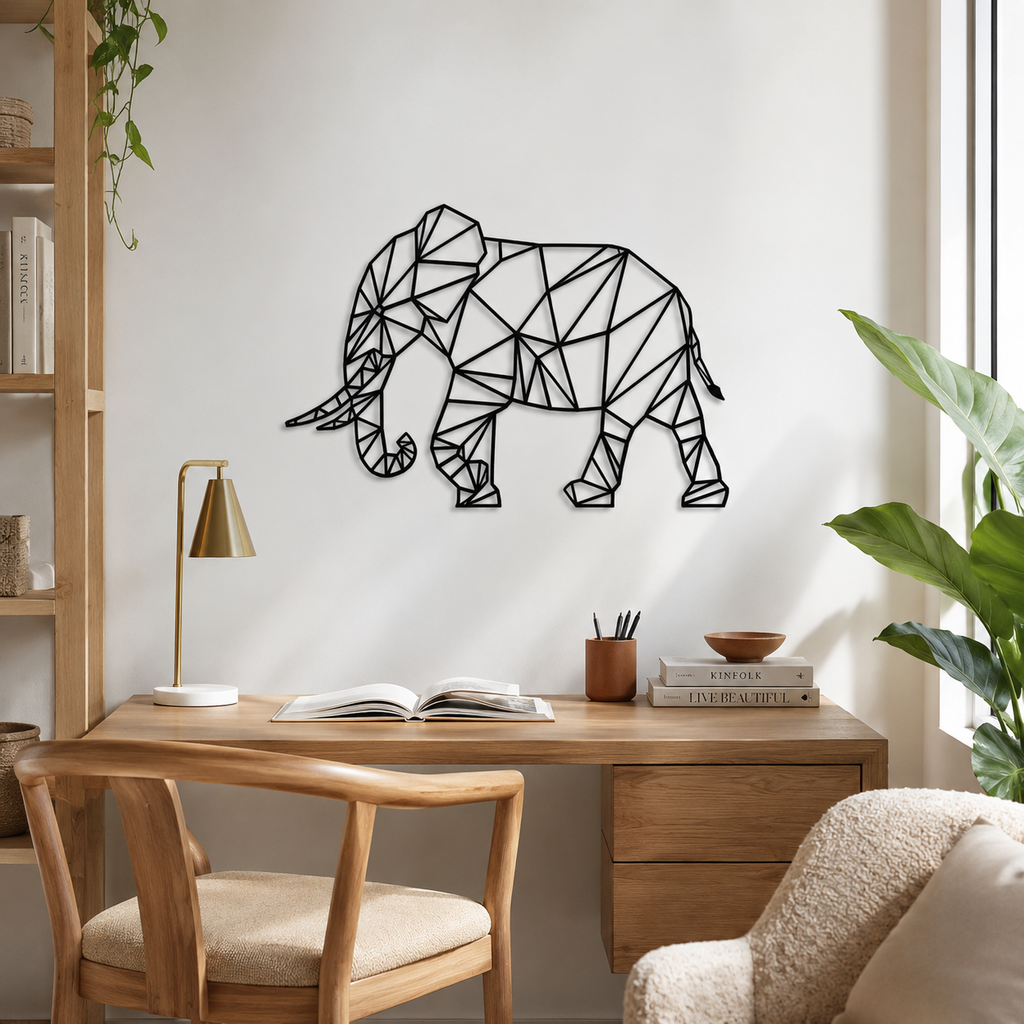 Minimalist Abstract Elephant Design Metal Art Decor