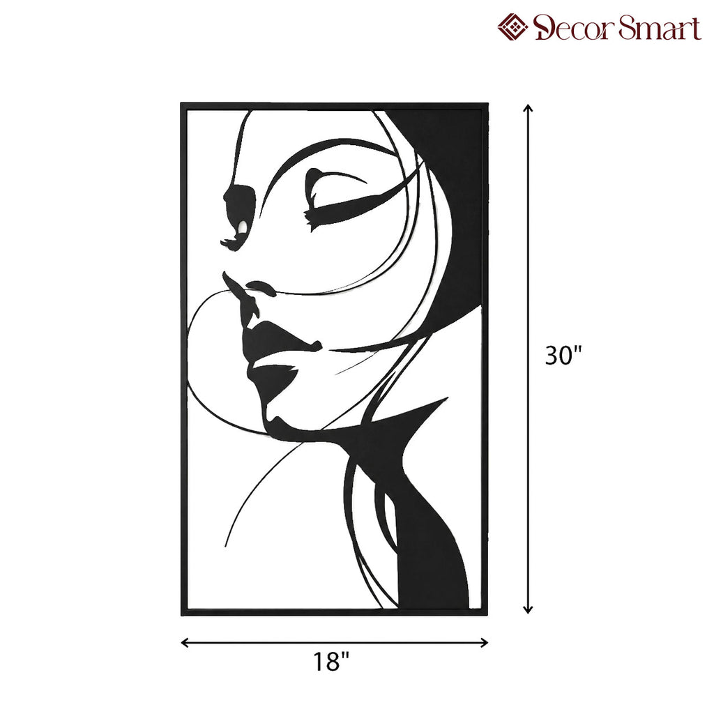 Beautiful Women Face Metal Art Frame Wall Decor
