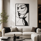 Beautiful Women Face Metal Art Frame Wall Decor
