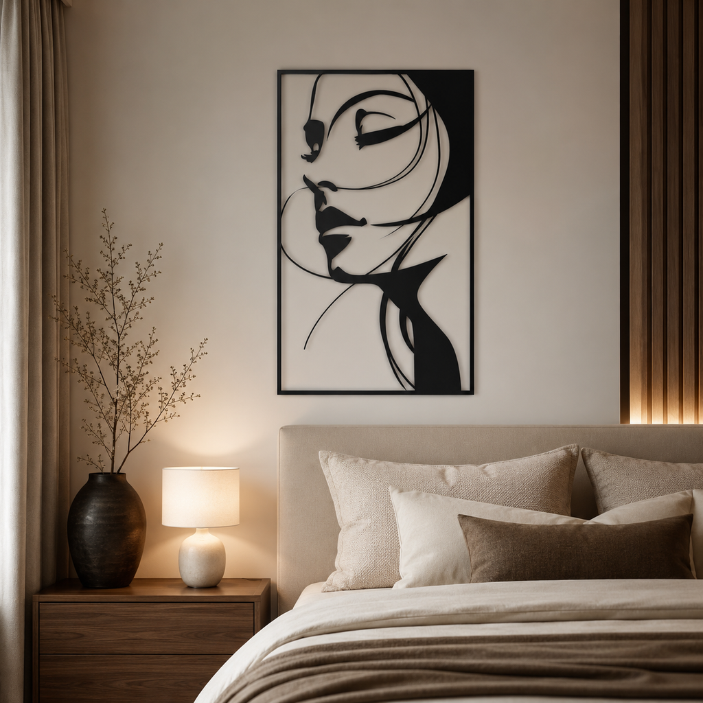 Beautiful Women Face Metal Art Frame Wall Decor