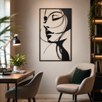 Beautiful Women Face Metal Art Frame Wall Decor