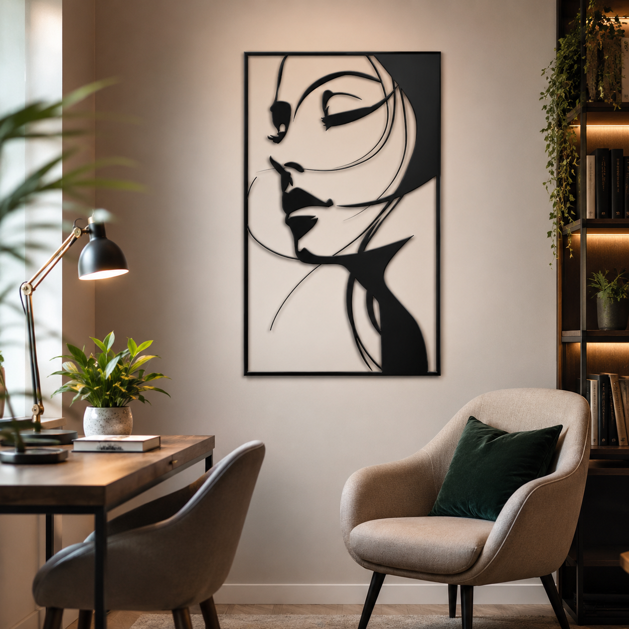 Beautiful Women Face Metal Art Frame Wall Decor