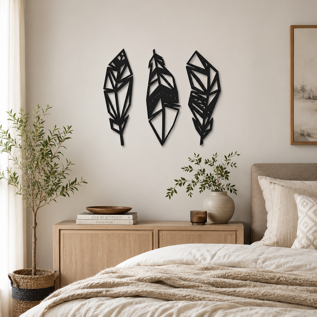 Beautiful Leaf Design in Yellow Color Metal Art Wall Decor
